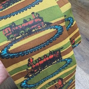 VINTAGE 60s Rooster Mens Square End Train Tie Hand Printed 100%‎ Cotton